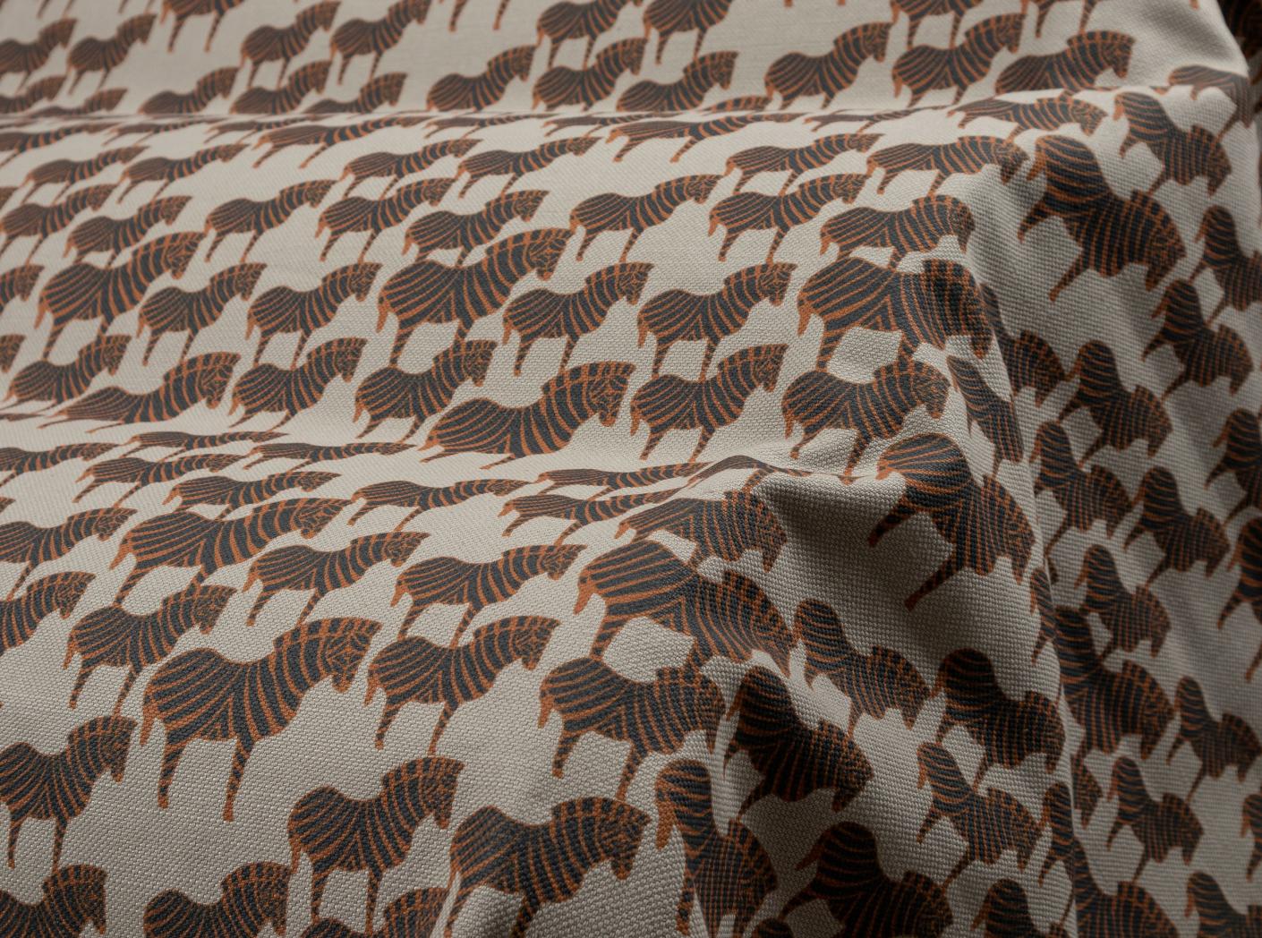 Tyg ZEBRA Black/Orange / 3790 Linen Tyg ZEBRA Black/Orange / 3790 Linen