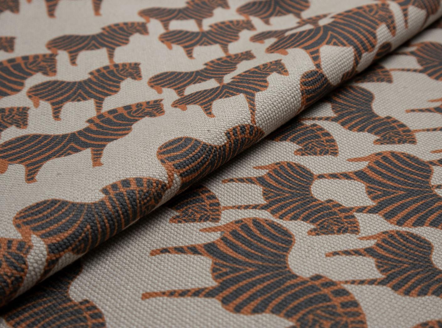 Tyg ZEBRA Black/Orange / 3790 Linen Tyg ZEBRA Black/Orange / 3790 Linen