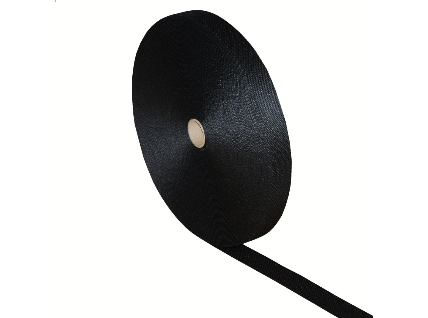 Text. polyesterband, Svart, 50 m/rle Text. polyesterband, Svart, 50 m/rle
